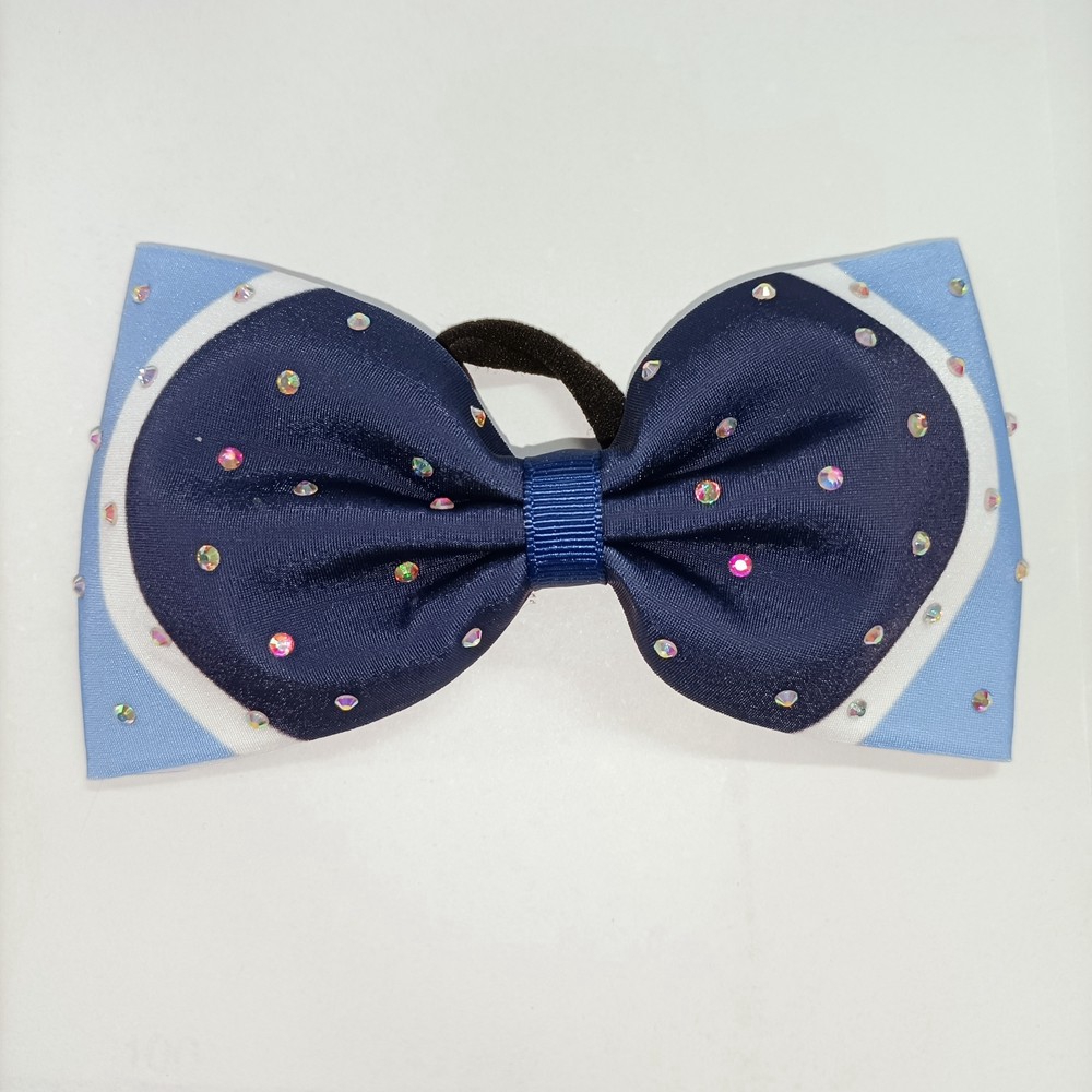 Mini Pigtail Glitter Cheer Bows - Rhinestone