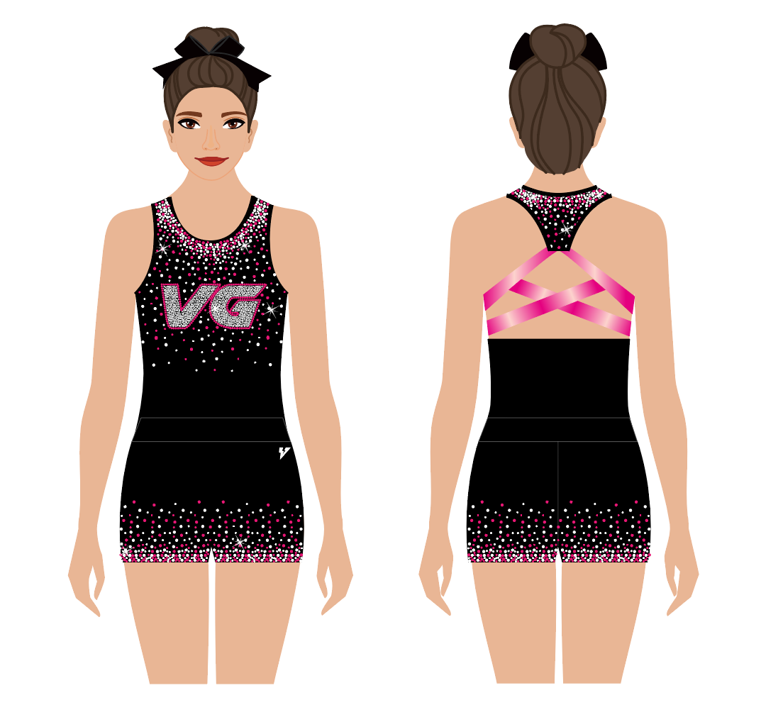 Black practice wear with rhinestones logo